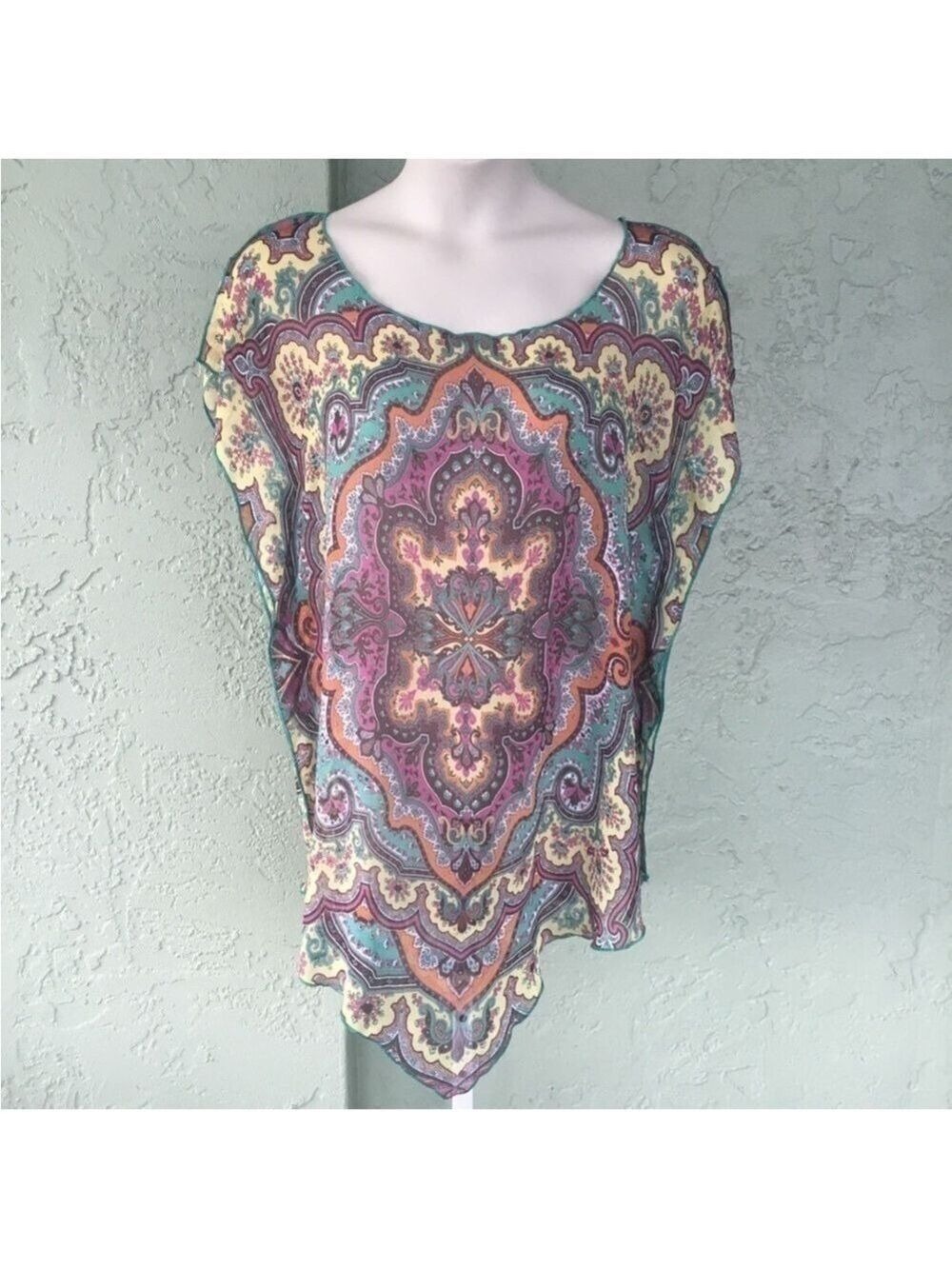 Becca by Rebecca Virtue Woman’s swimsuit coverup M/L Indian paisley print